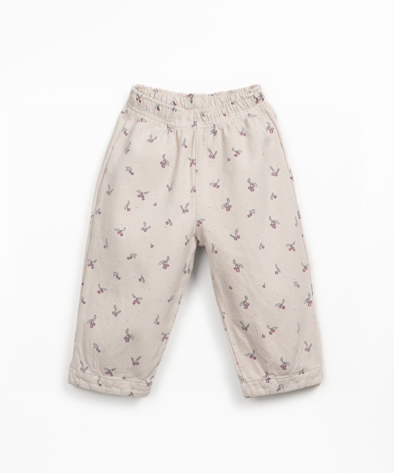Pantaln de sarga con cintura elstica y estampado