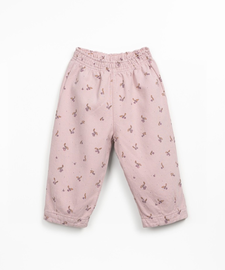Pantaln de sarga con cintura elstica y estampado
