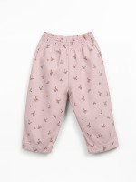 Twill trousers with elastic waist and print