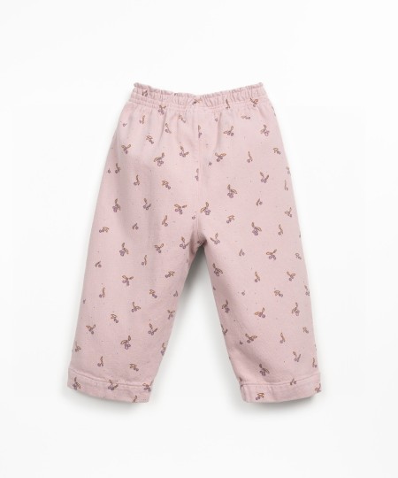 Pantalón de sarga con cintura elástica y estampado