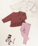 Ribbed knit leggings with print