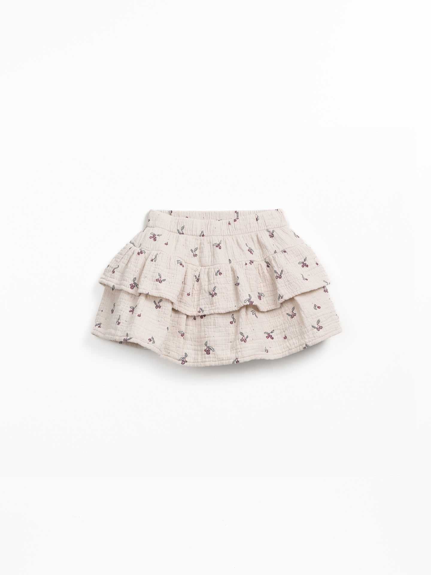 Saia em tecido de algodão com folhos