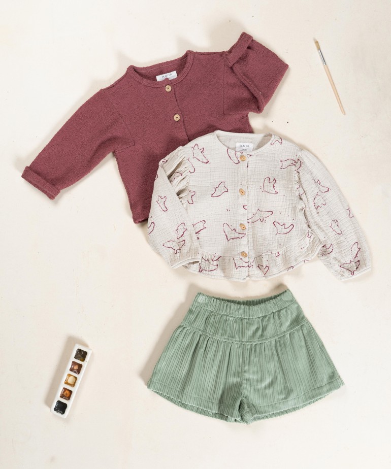 Corduroy shorts with a blend of recycled cotton and cotton