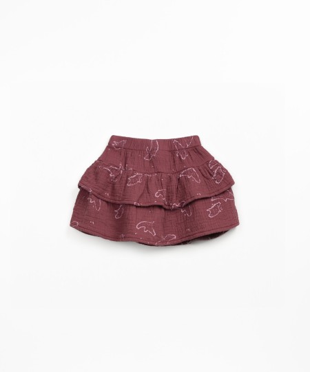 Cotton fabric skirt with ruffles