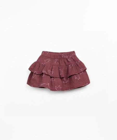 Saia em tecido de algodão com folhos