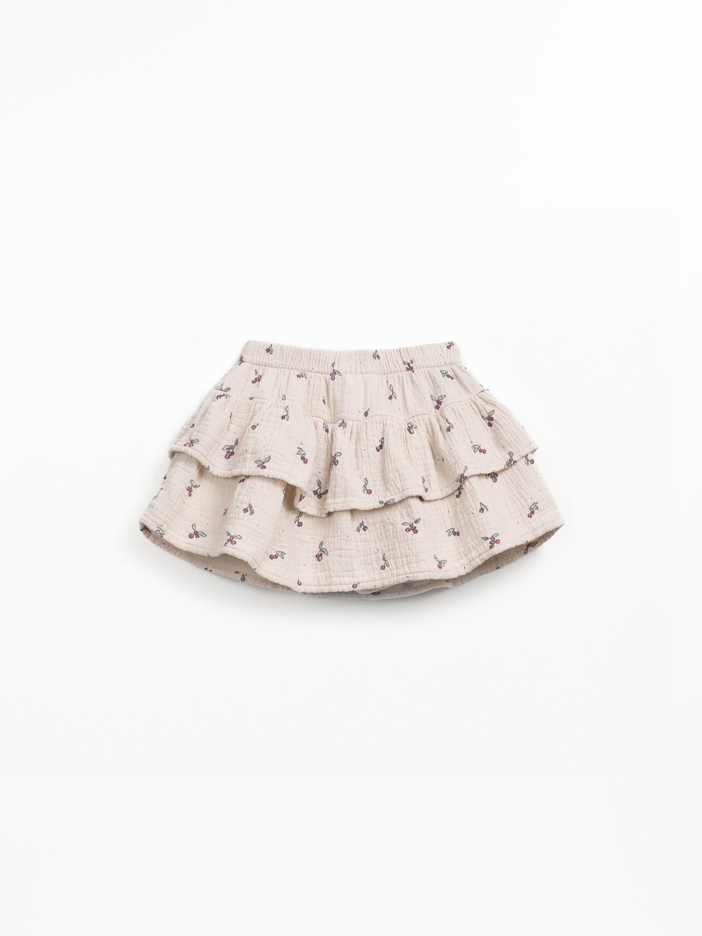 Saia em tecido de algodão com folhos