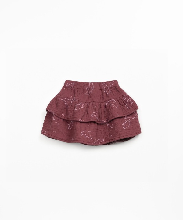 Cotton fabric skirt with ruffles