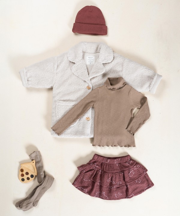 Saia em tecido de algod�o com folhos