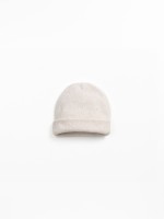 Ribbed beanie in blend of regenerative cotton and recycled cotton