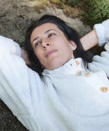 Fleece sweater with front opening