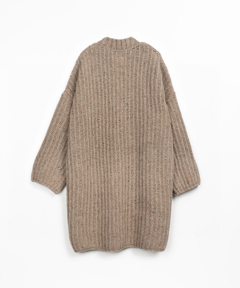 Veste tricot avec mlange de fibres naturelles et recycles