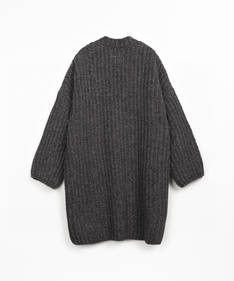 Veste tricot avec mlange de fibres naturelles et recycles