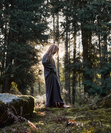 Midi dress with fiber blend