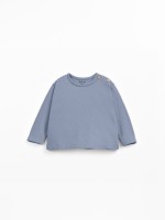 T-shirt de malha com mistura de algod�o org�nico e algod�o reciclado