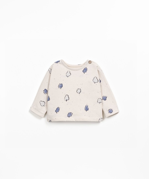 T-shirt de malha com mistura de fibras naturais e fibras reciclada
