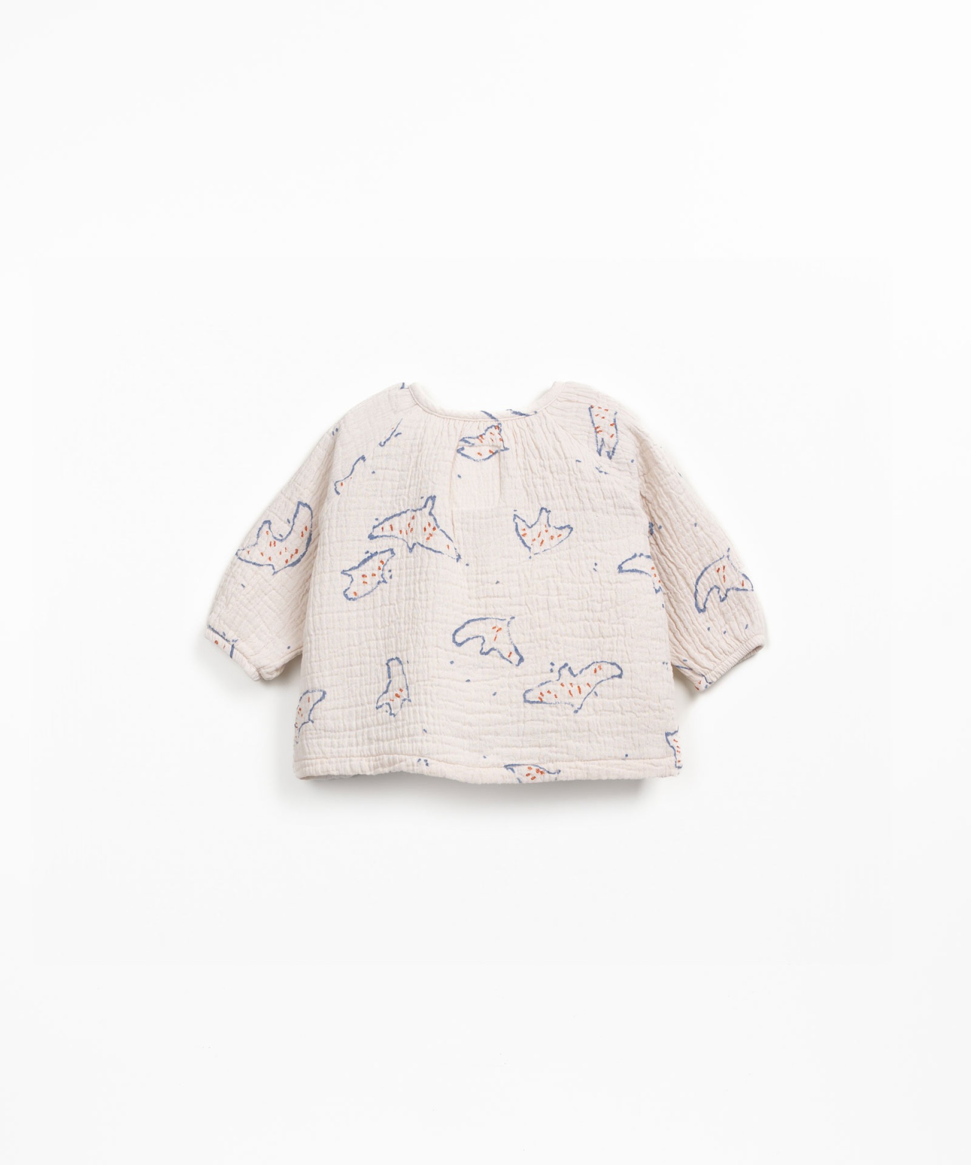 Blusa de tecido com estampado de pssaros