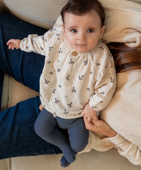 Blusa con stampa in tessuto di cotone biologico