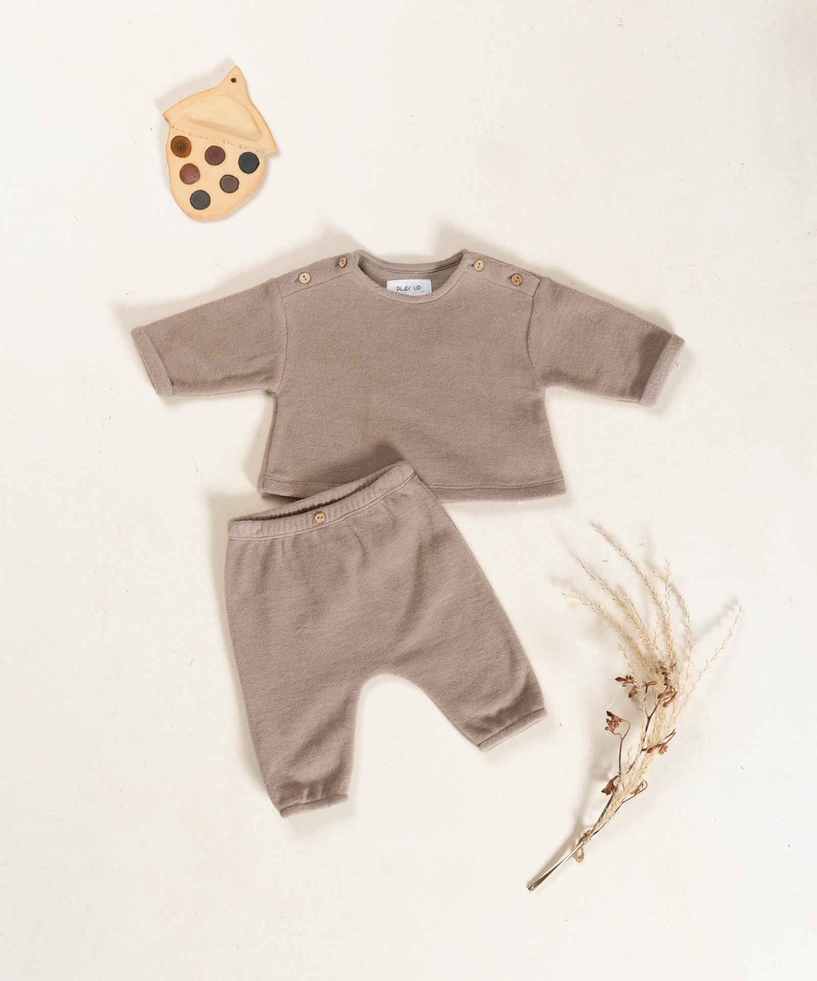 Fleece knit sweater in organic cotton