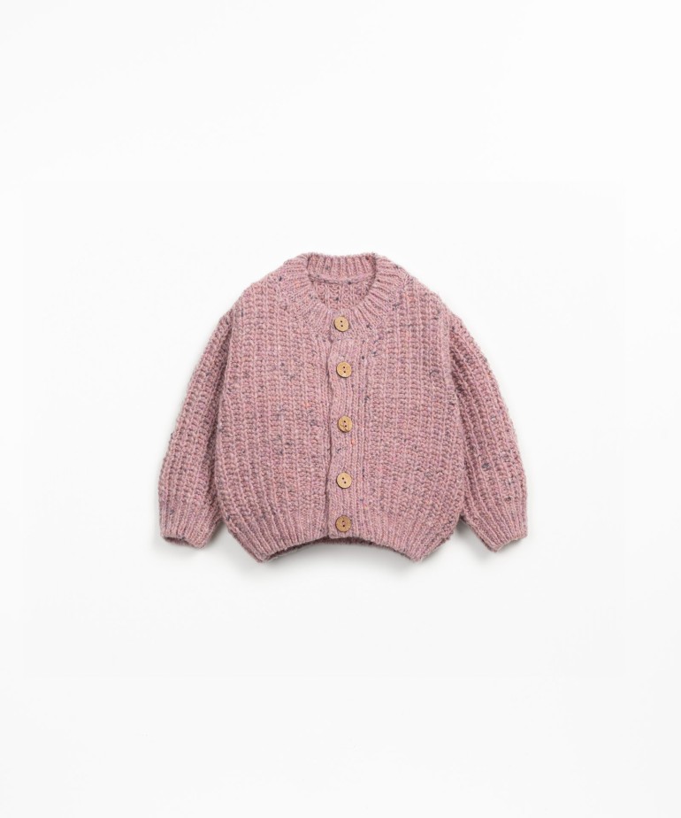 Knitted cardigan in a blend of recycled wool and wool