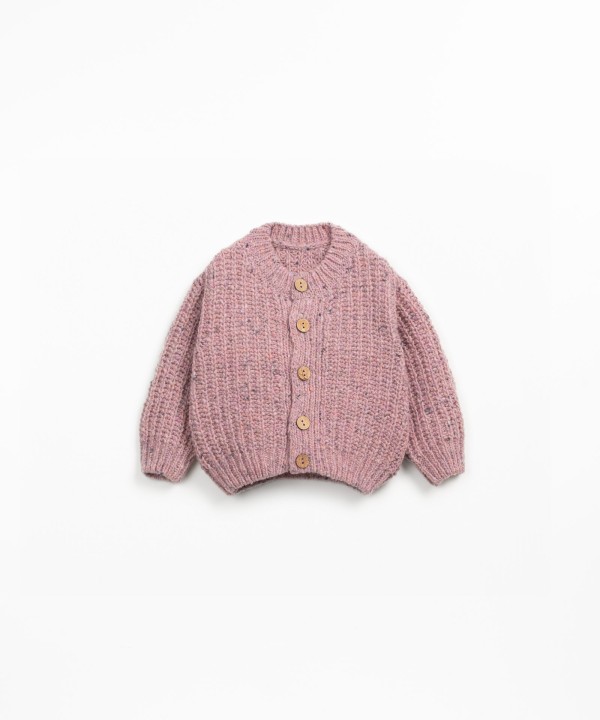 Knitted cardigan in a blend of recycled wool and wool