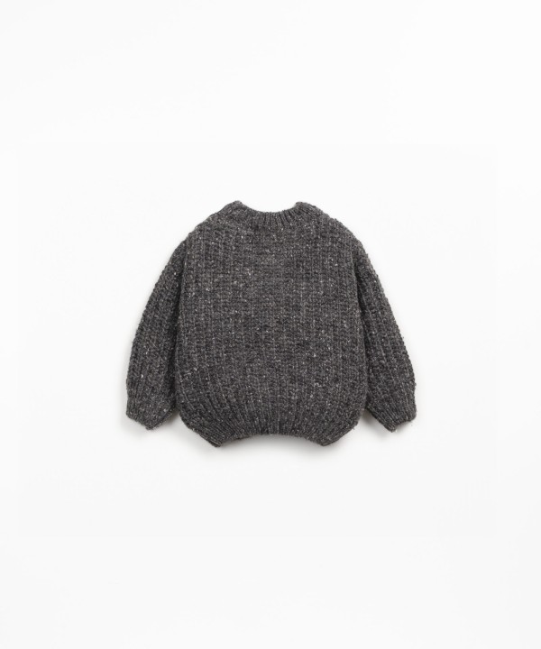 Casaco de malha tricot com mistura de l� reciclada e l�