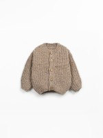 Casaco de malha tricot com mistura de l� reciclada e l�