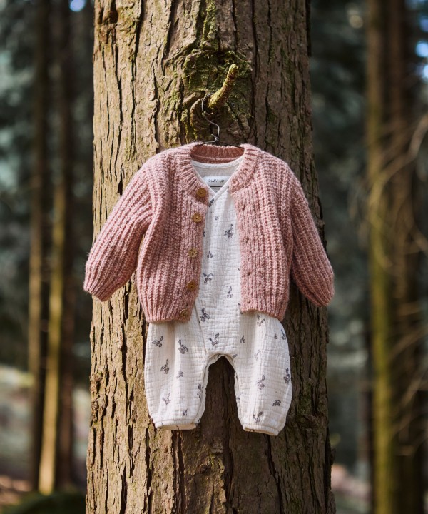 Casaco de malha tricot com mistura de l� reciclada e l�