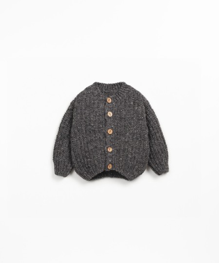 Casaco de malha tricot com mistura de l� reciclada e l�