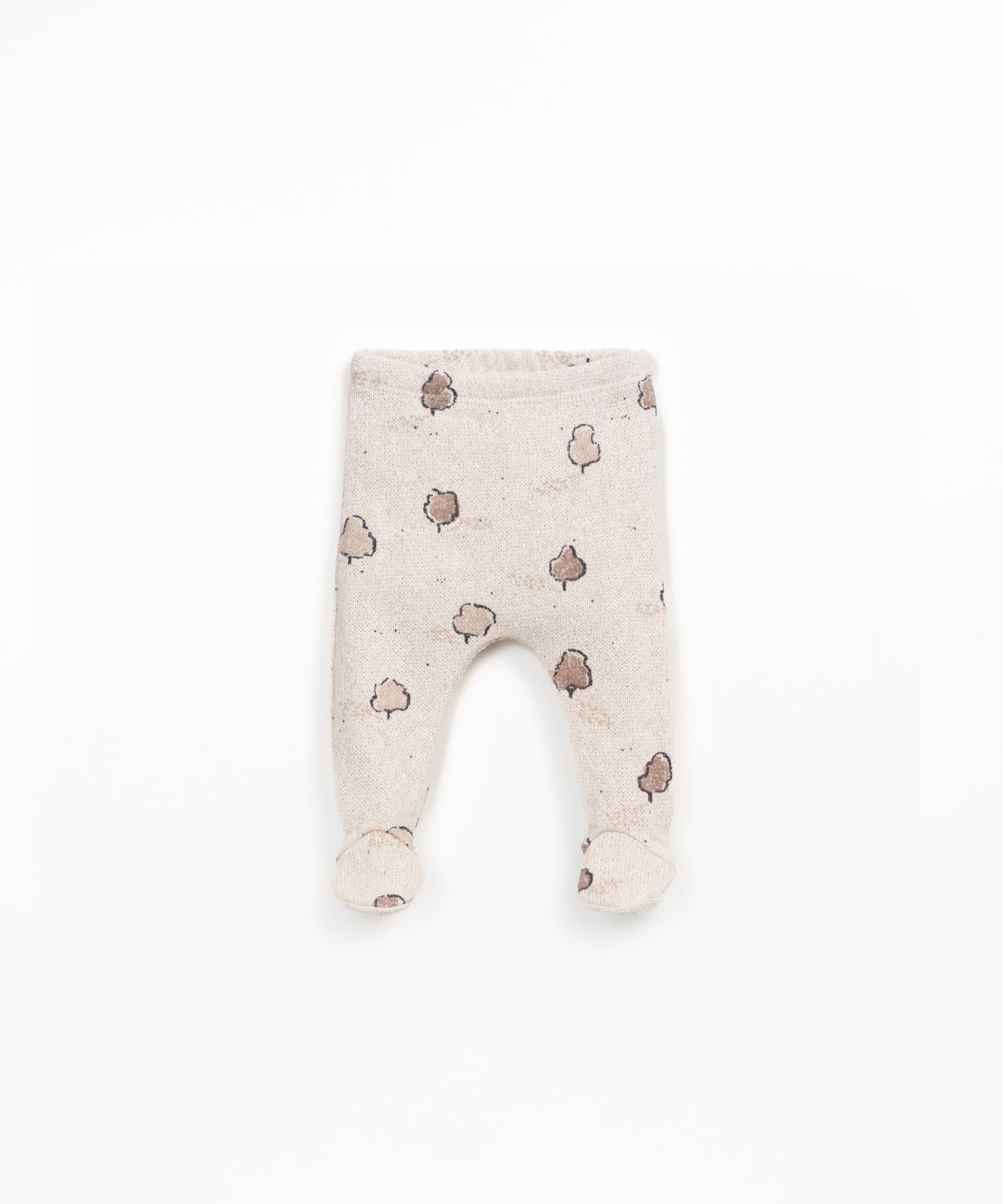 Calas de malha com estampado de rvores