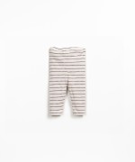 Leggings in jersey di cotone biologico con vita elasticizzata e righe decorative