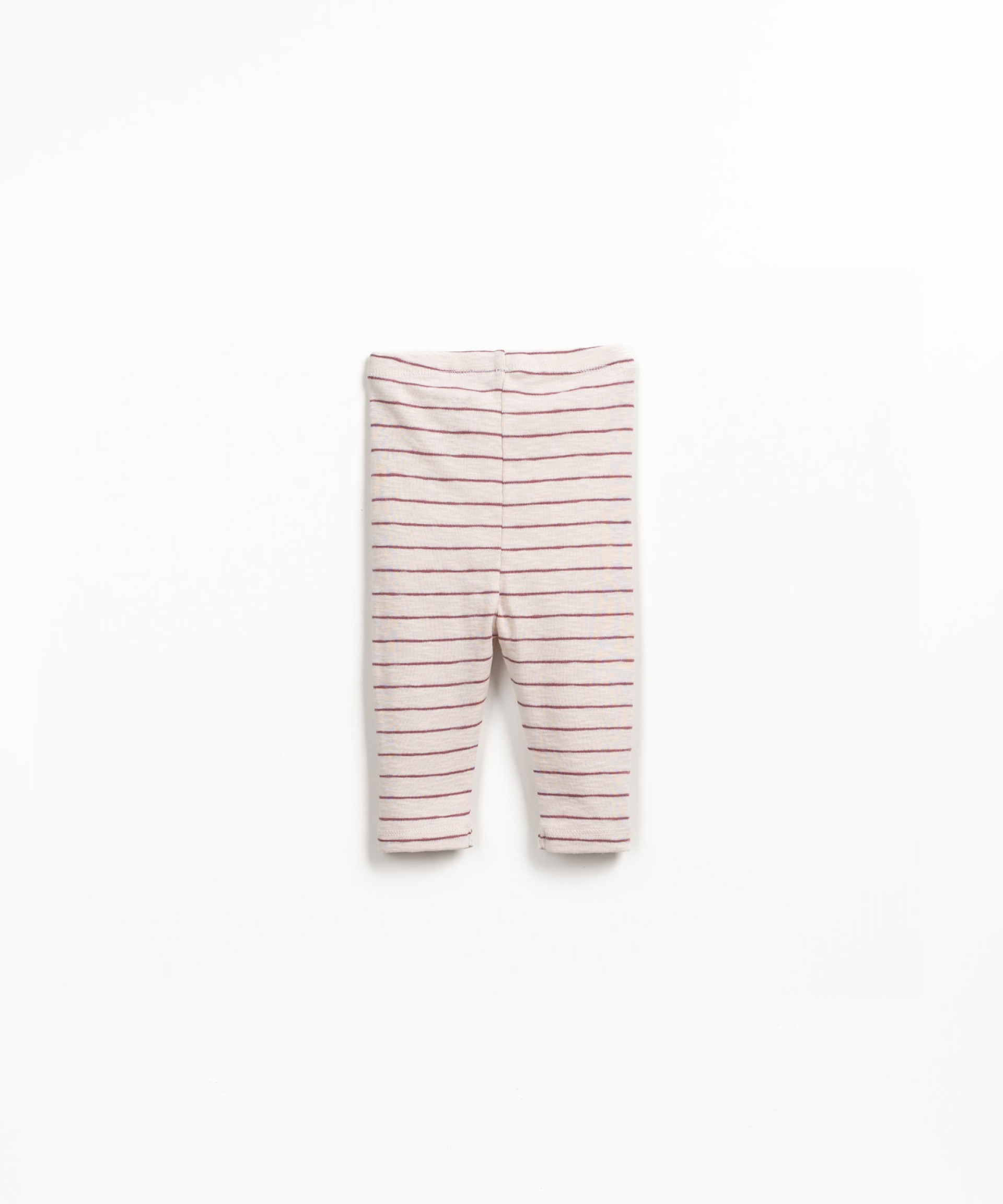 Leggings de punto en algodn orgnico con cintura elstica y rayas decorativas