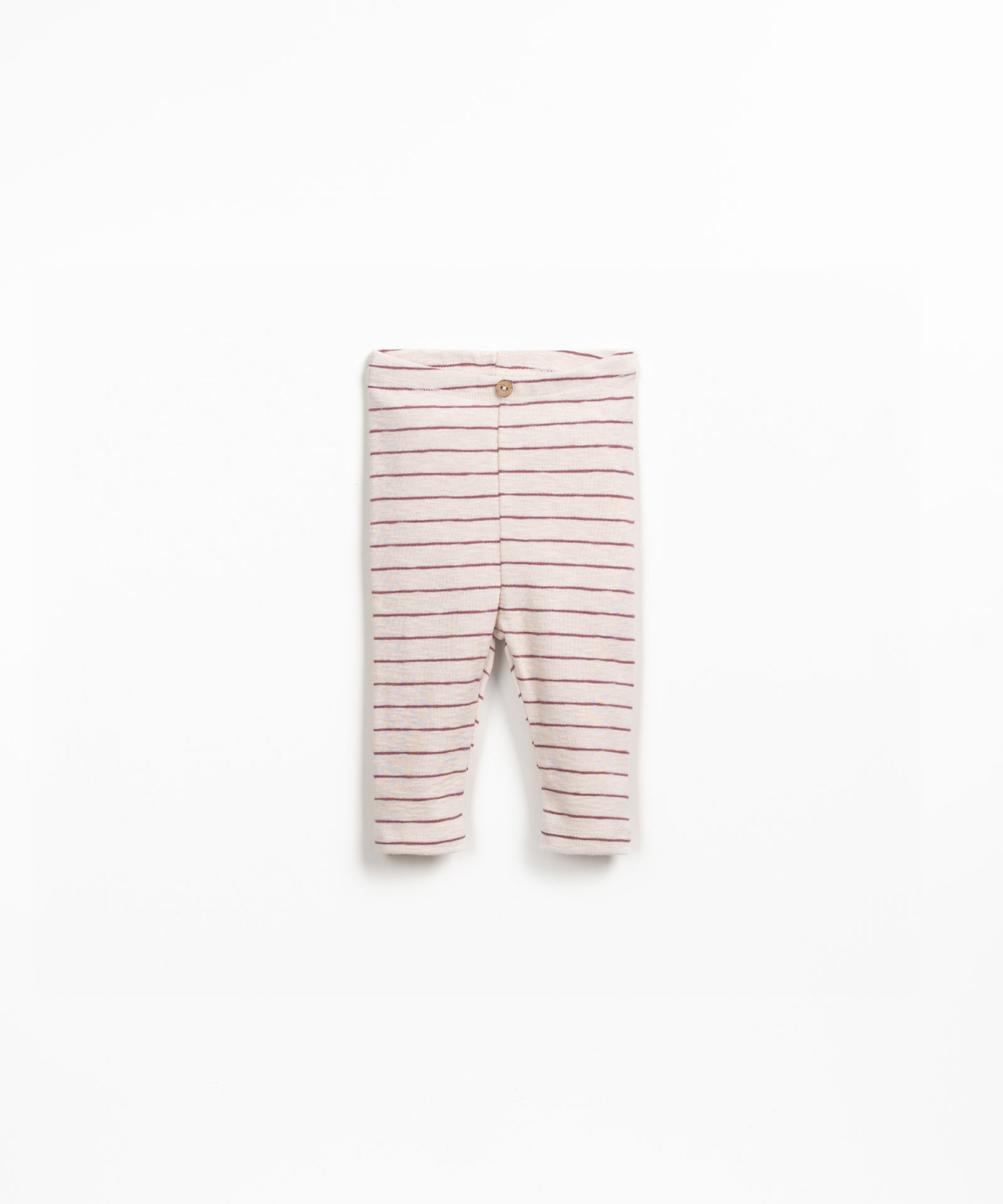 Leggings de punto en algodn orgnico con cintura elstica y rayas decorativas