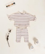 Leggings de punto en algodn orgnico con cintura elstica y rayas decorativas
