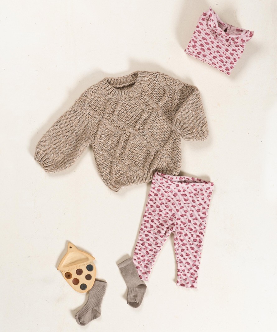 Ribbed jersey leggings with print