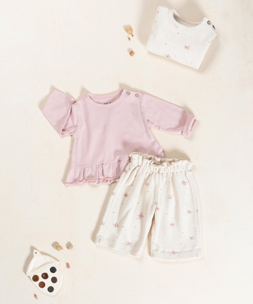 Knit trousers with flower print