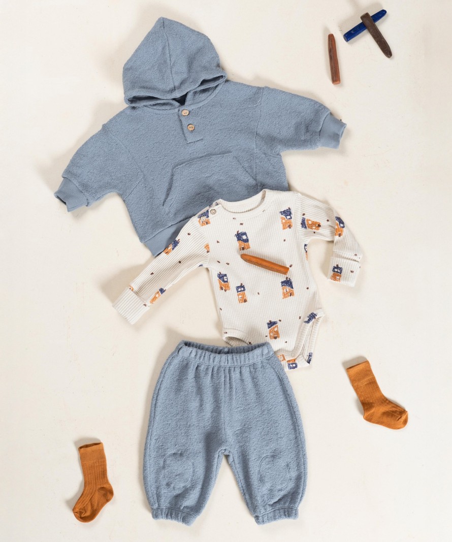 Organic cotton body with houses print