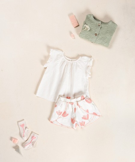 Fabric shorts with side inserts