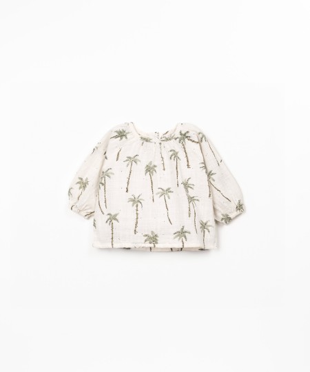 Blusa in tessuto con stampa di palme