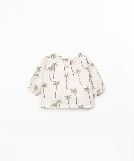 Fabric blouse with palm tree print
