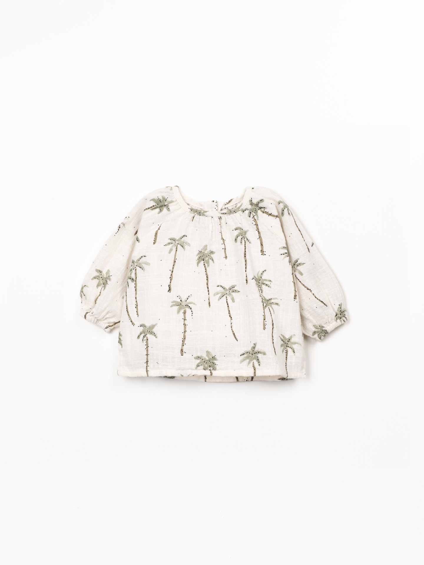 Blusa in tessuto con stampa di palme
