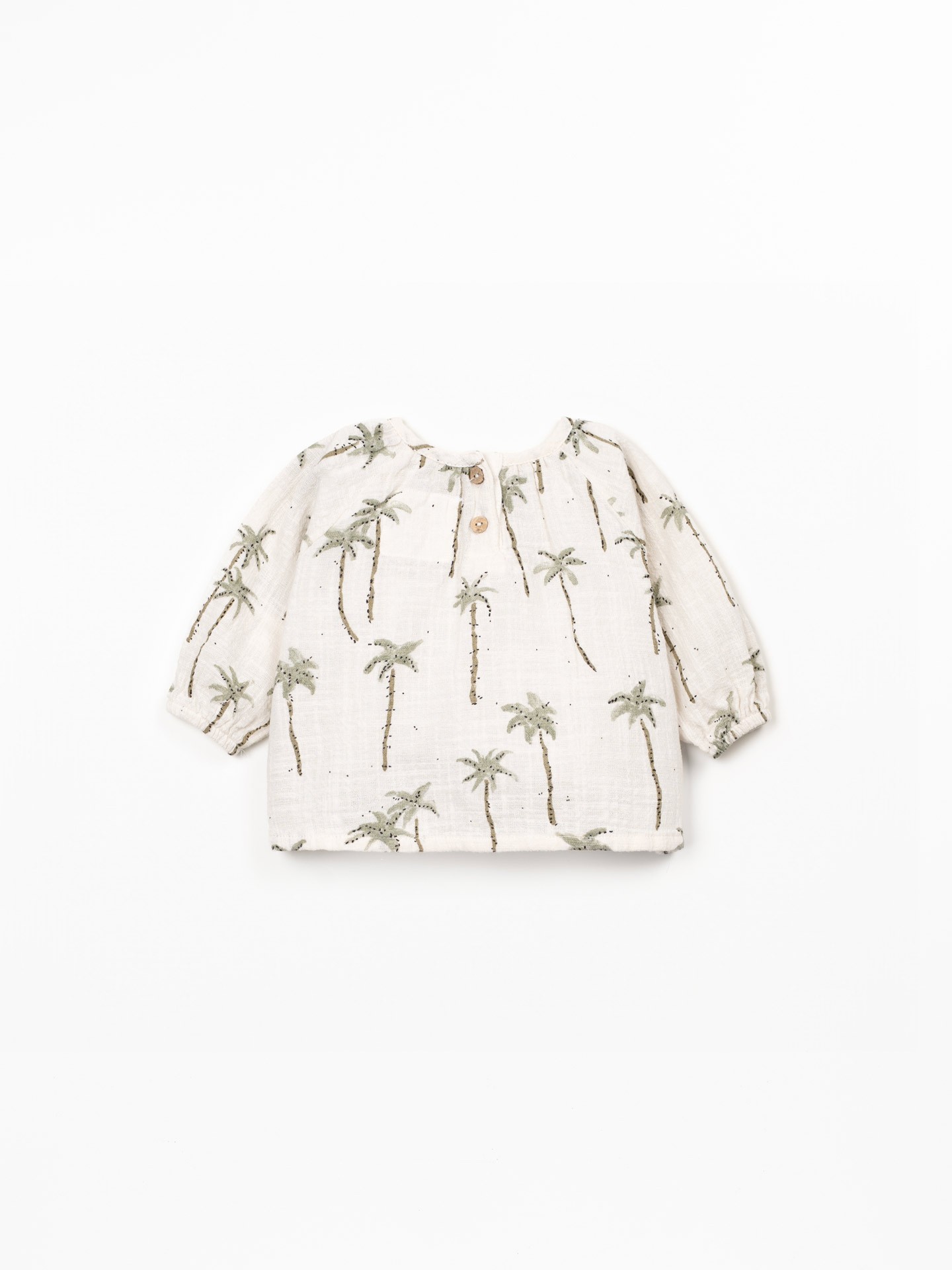 Blusa in tessuto con stampa di palme