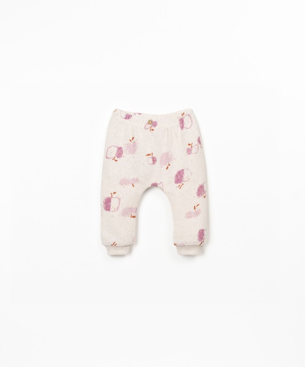 Pantaloni in maglia con stampa di mele
