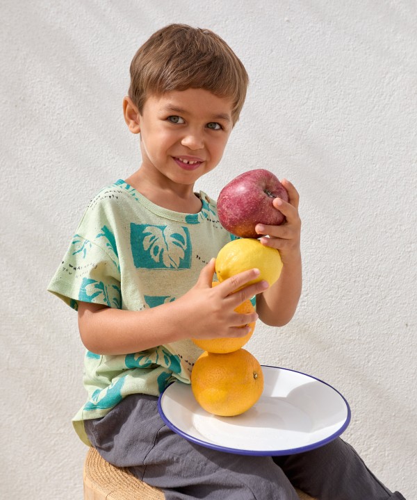 T-shirt in misto fibre naturali con stampa