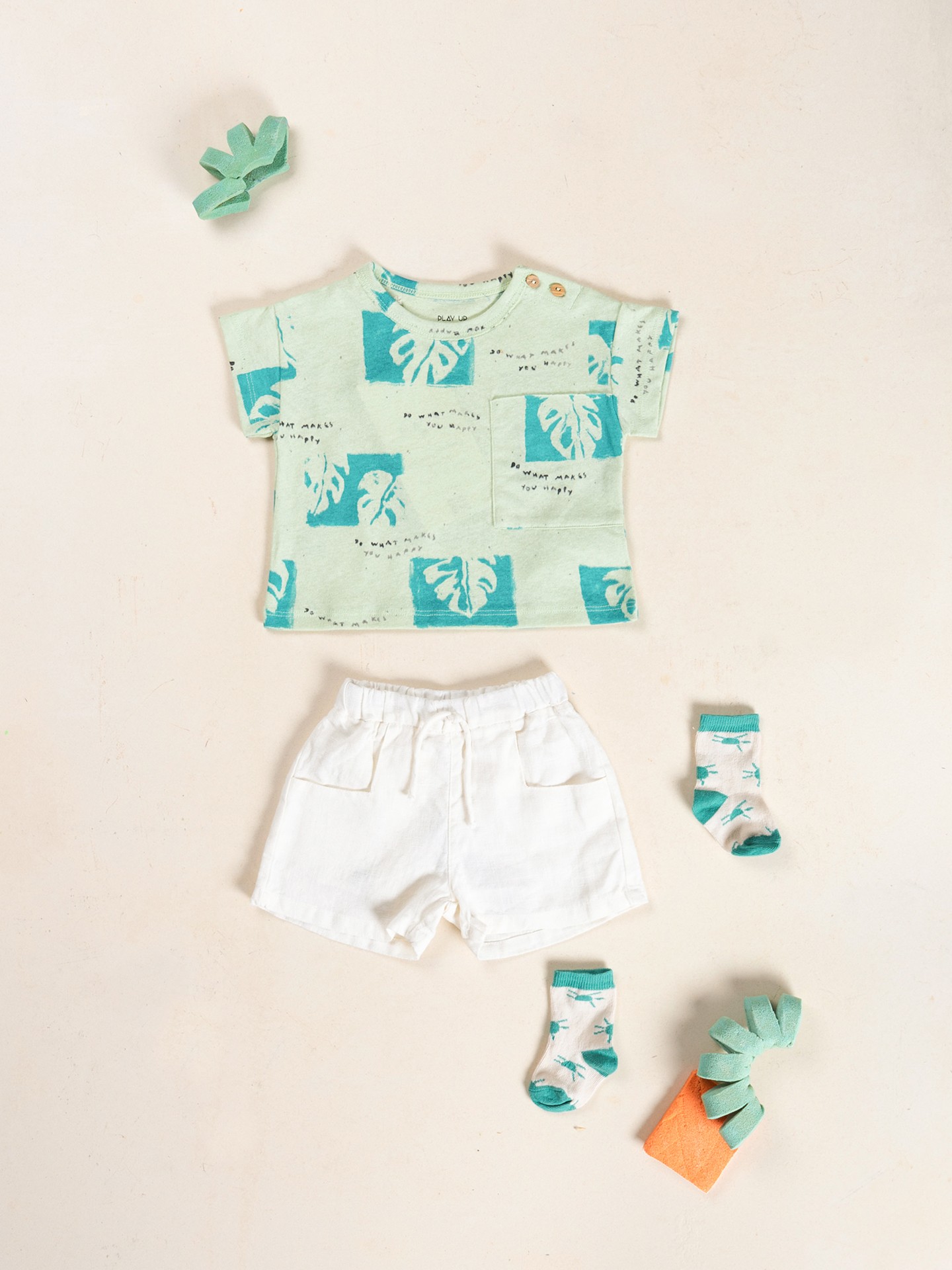 T-shirt in misto fibre naturali con stampa