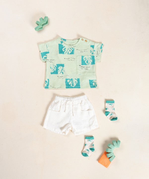 T-shirt in misto fibre naturali con stampa