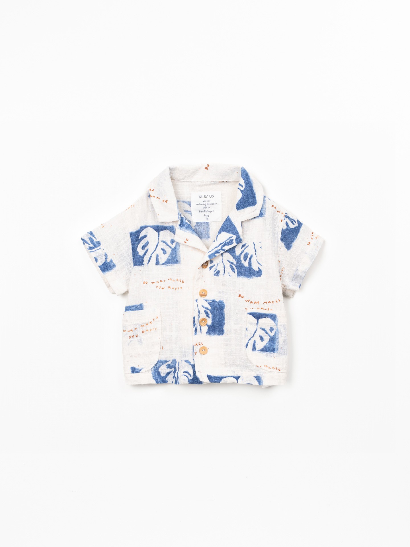 Camicia in cotone biologico con stampa monstera