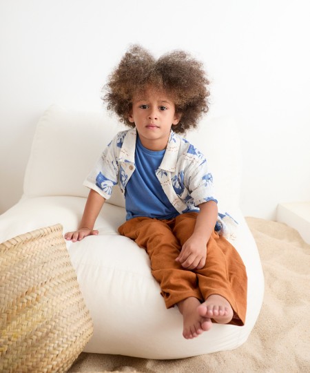 Chemise en coton biologique avec imprim� monstera