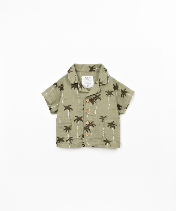 Camicia in cotone biologico con stampa di palme
