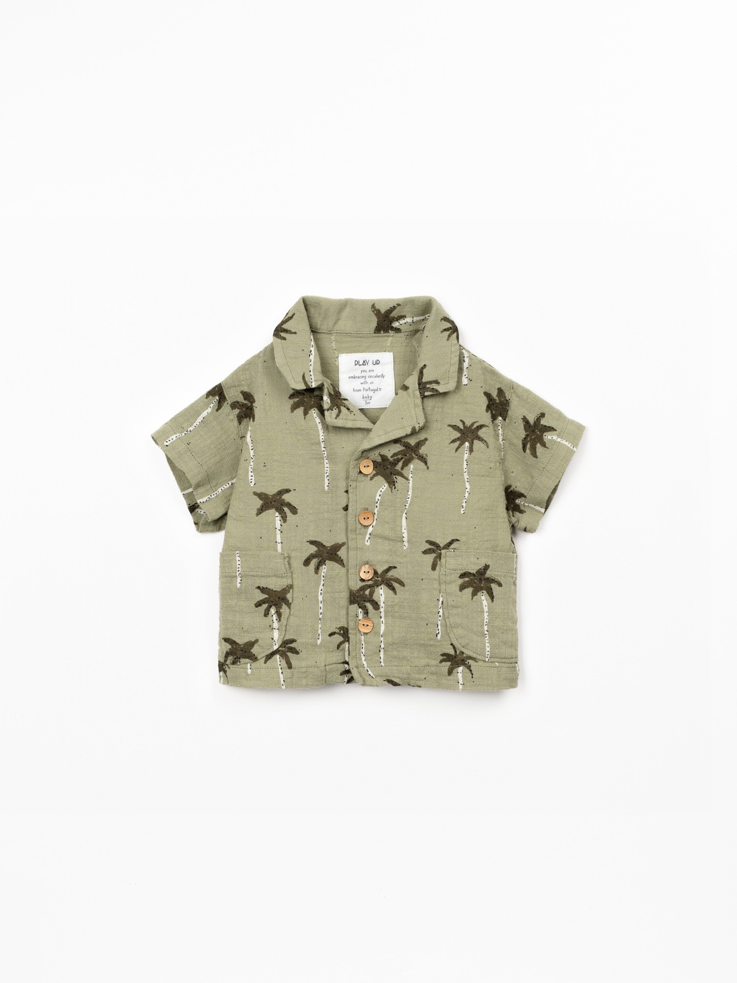 Camicia in cotone biologico con stampa di palme