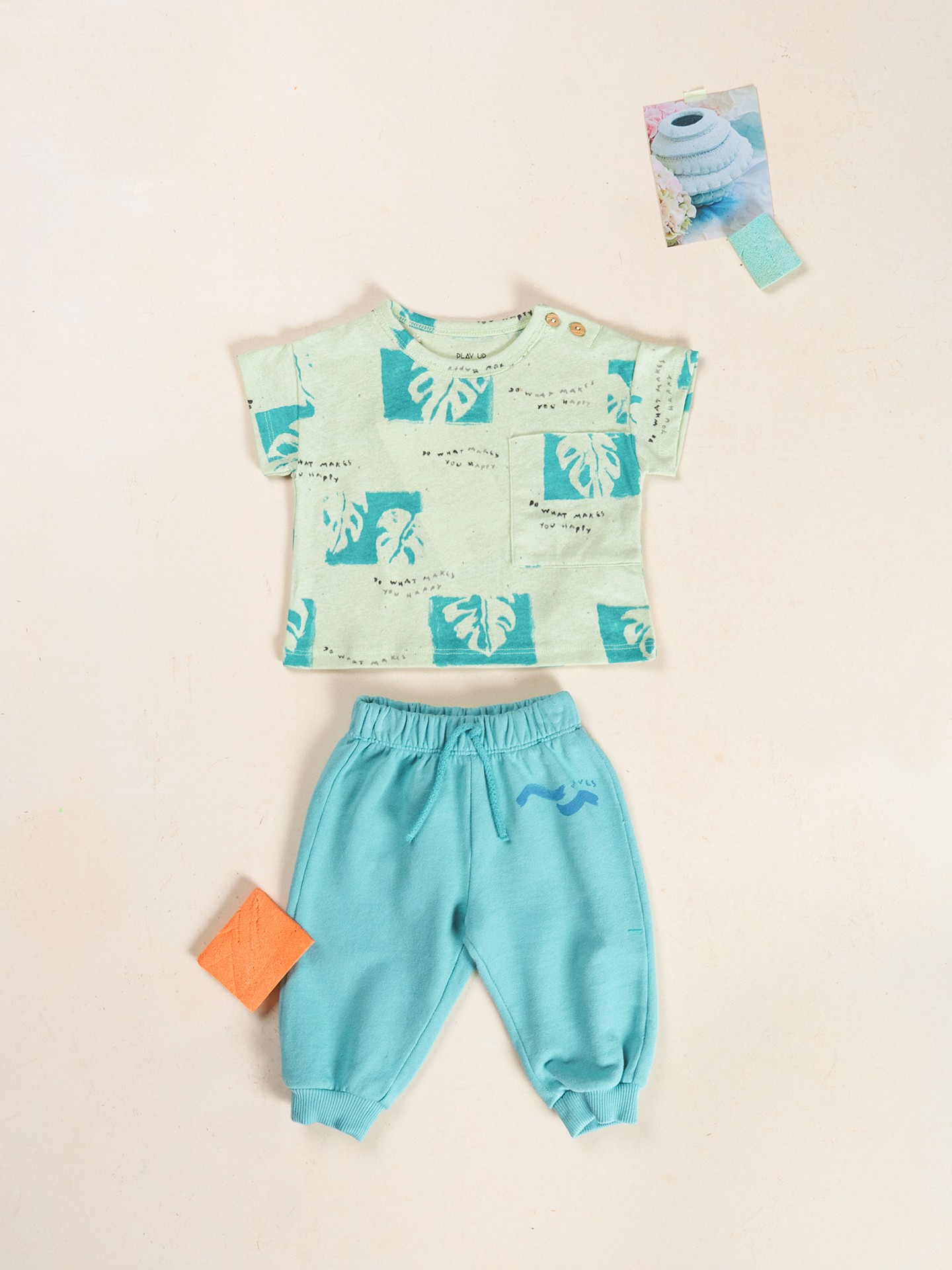 Pantaloni in maglina con disegno